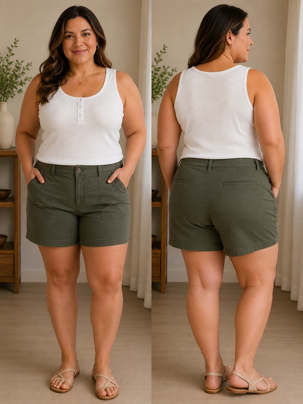 Universal Thread Womens Cargo Shorts Size 17 Olive Green Utility Casual Mid Rise